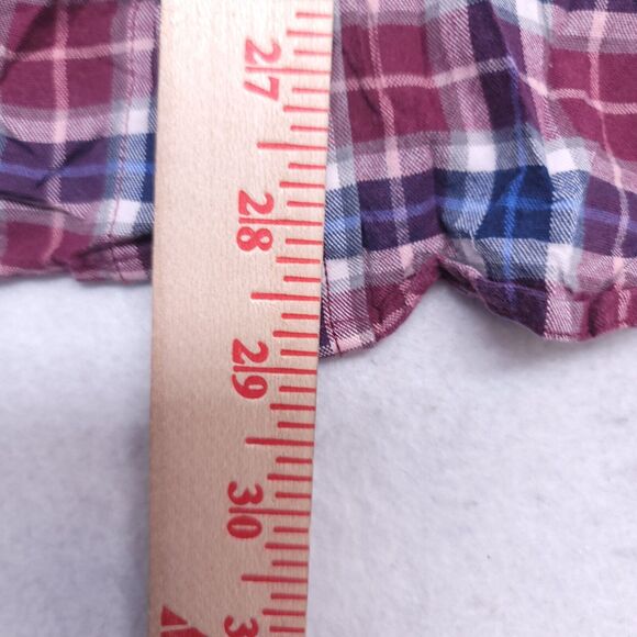 Old Navy Tartan Flannel Casual Button Up Shirt Mens Size Large L Red Blue - Picture 7 of 10